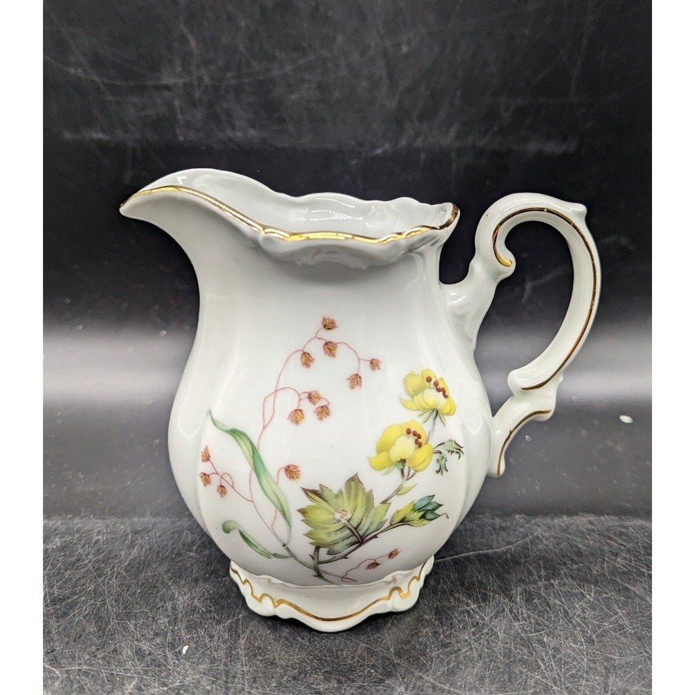 Vintage‎ Mitterteich Bavaria Flandre 12oz Floral Flower Pitcher 4.5" Germany